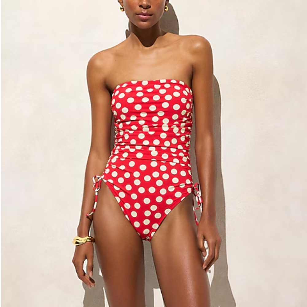 J. Crew Red and White Polka Dot One Piece Swimsuit
